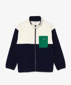 Lacoste Girl Clothing-Zipped Contrast Detail High Neck Sweatshirt