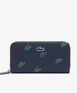 Lacoste Wallets & Small Leather Goods-Zipped Croc Print Wallet