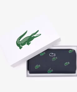 Lacoste Wallets & Small Leather Goods-Zipped Croc Print Wallet