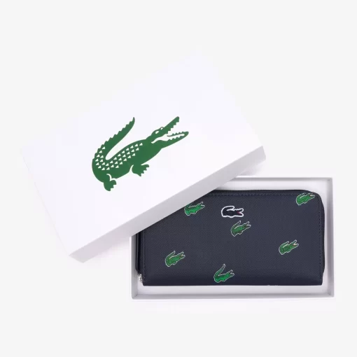 Lacoste Wallets & Small Leather Goods-Zipped Croc Print Wallet