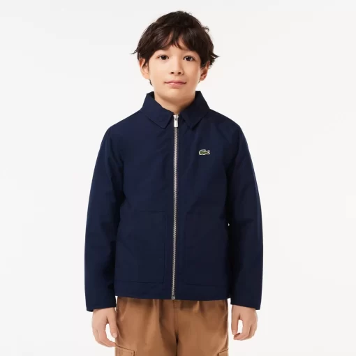 Lacoste Girl Clothing-Zipped Taffeta Patch Pocket Jacket