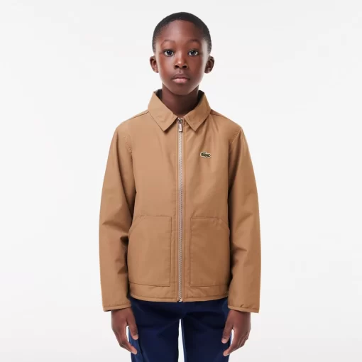 Lacoste Girl Clothing-Zipped Taffeta Patch Pocket Jacket